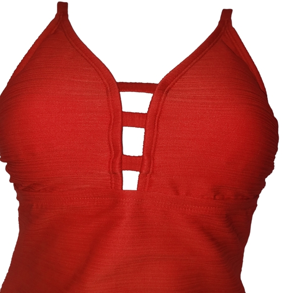 Wonderly Womens Red Ribbed One Piece Swimsuit NWT Memorial Day 4th July Sz Small - Picture 5 of 11